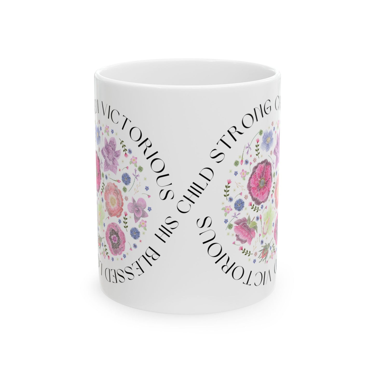 Blessed Chosen Loved Ceramic Mug - Inspirational Bible Affirmation with Floral Design (11oz, 15oz)