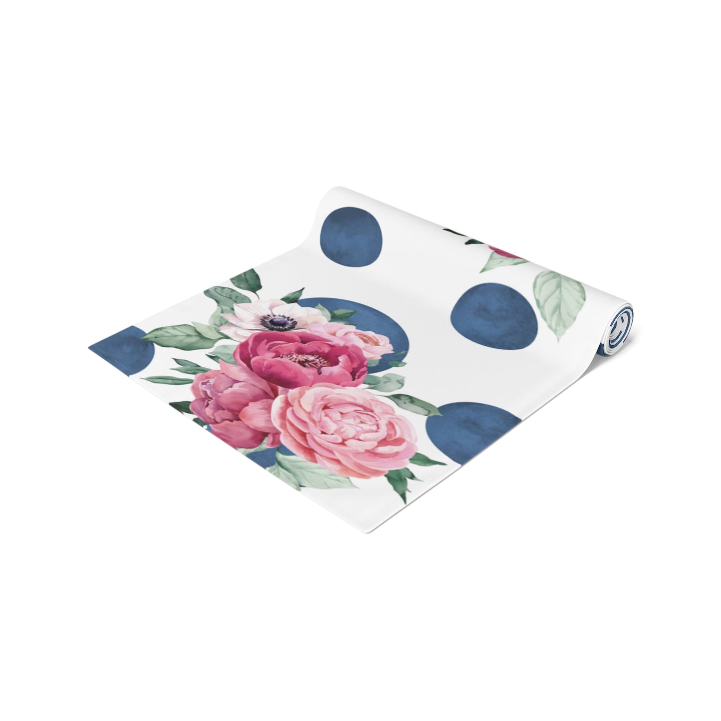 Blue Polka Dot floral Table Runner