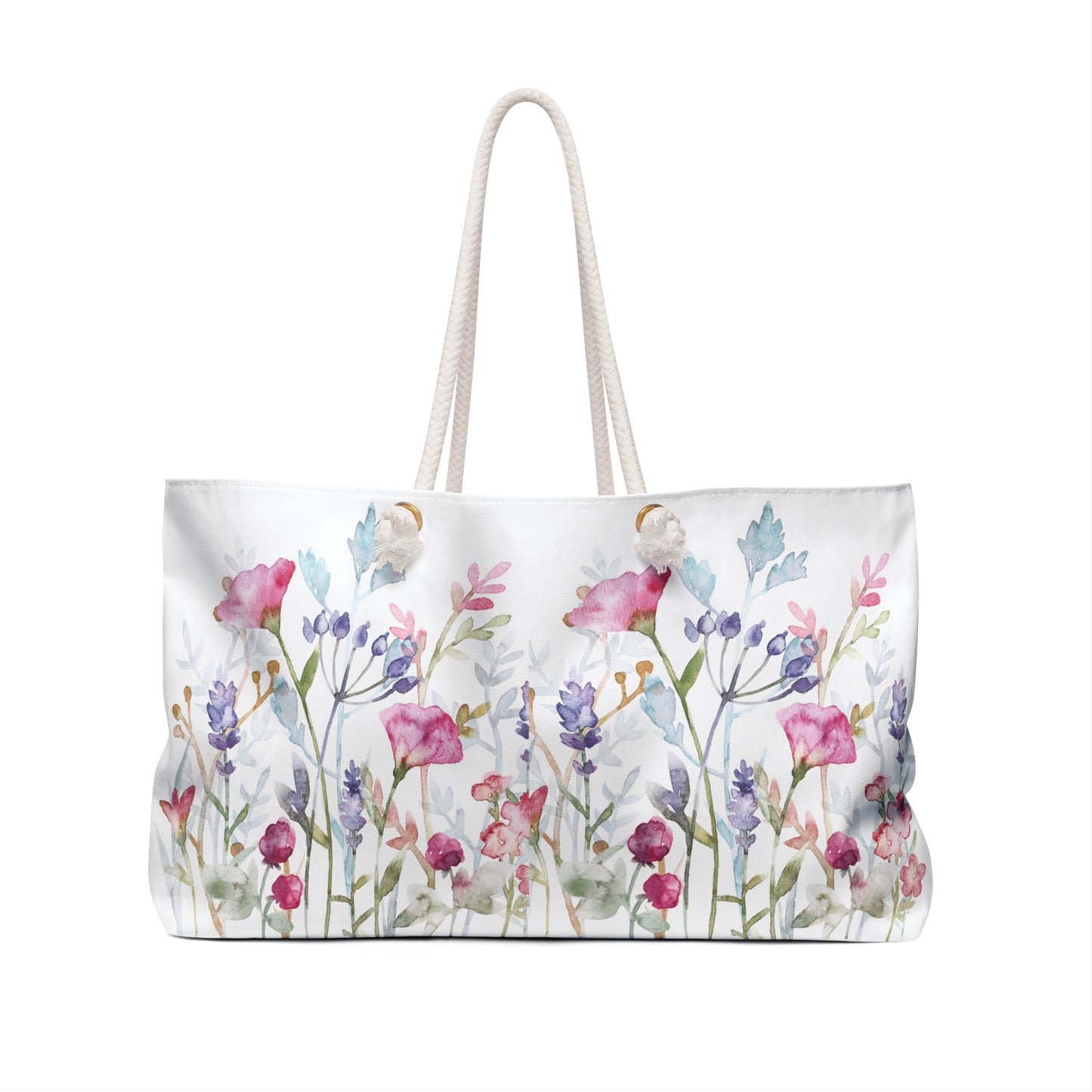 Watercolor Floral Print Weekender Bag