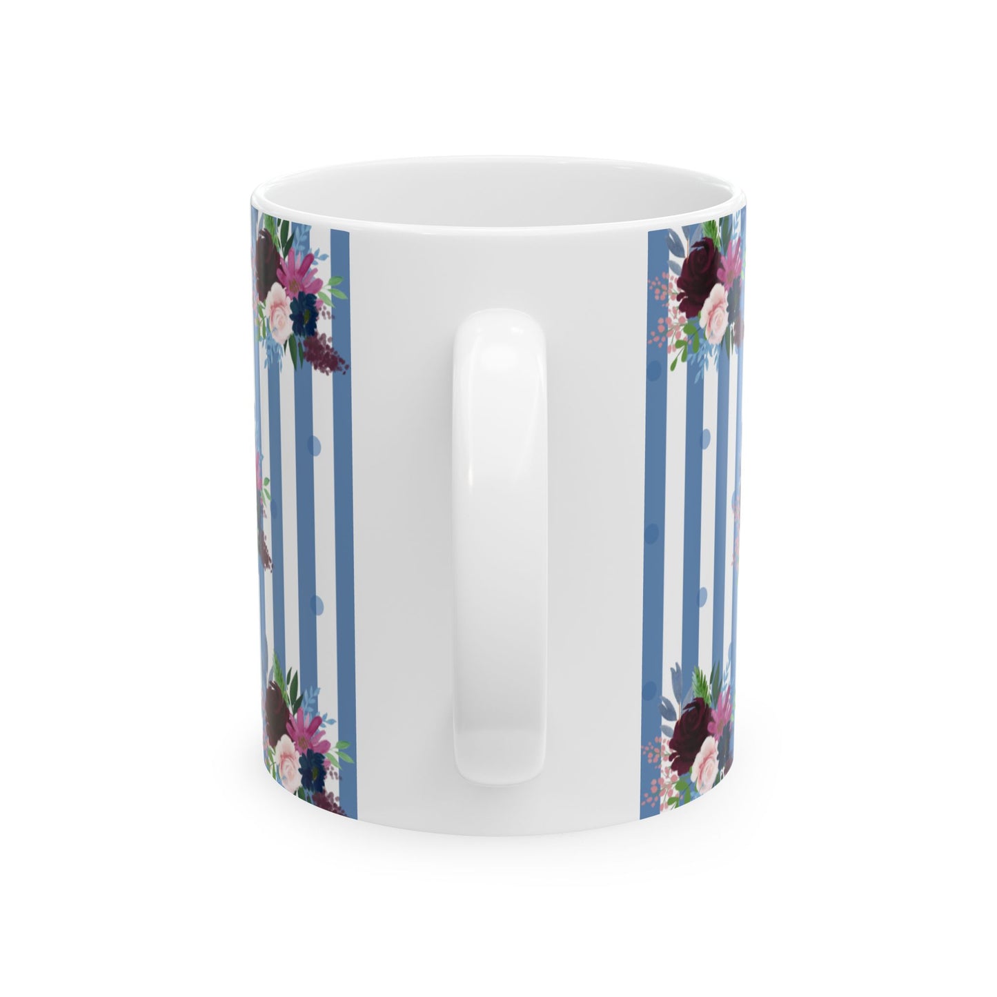 Blue Floral Ceramic Mug, (11oz, 15oz)