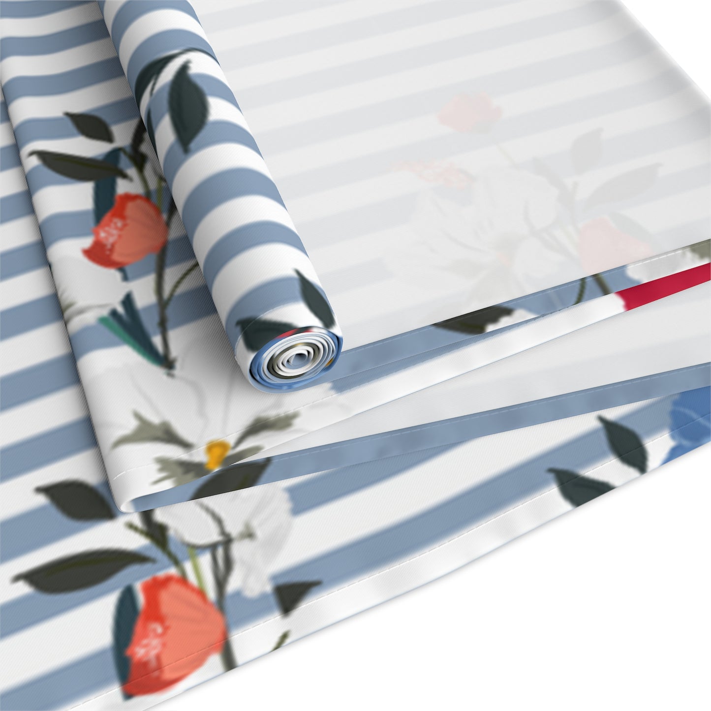 Blue Stripes with Floral Table Runner