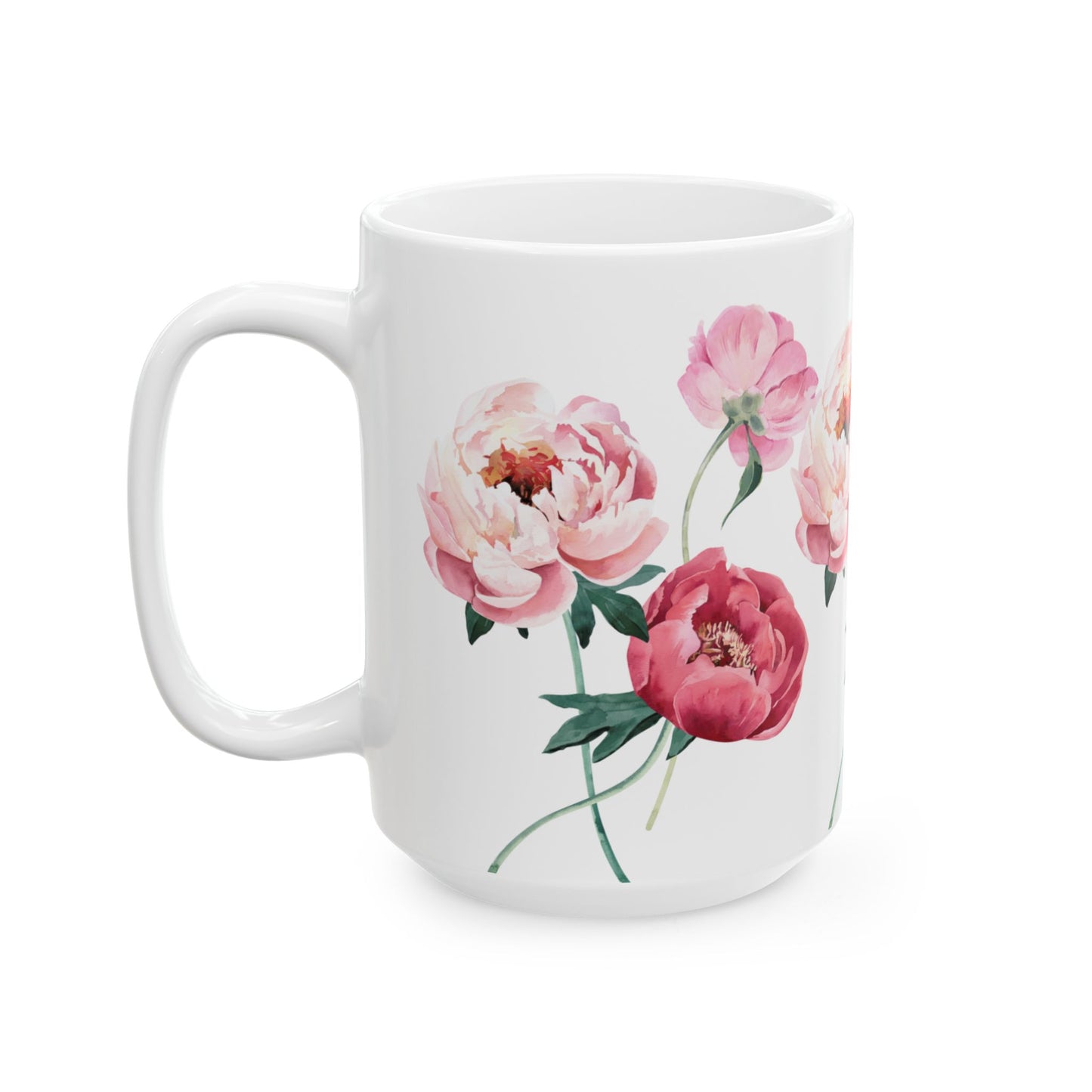 Peony Ceramic Mug, (11oz, 15oz)