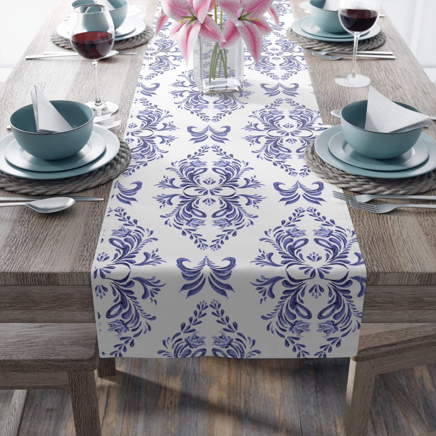 Blue Pattern Table Runner