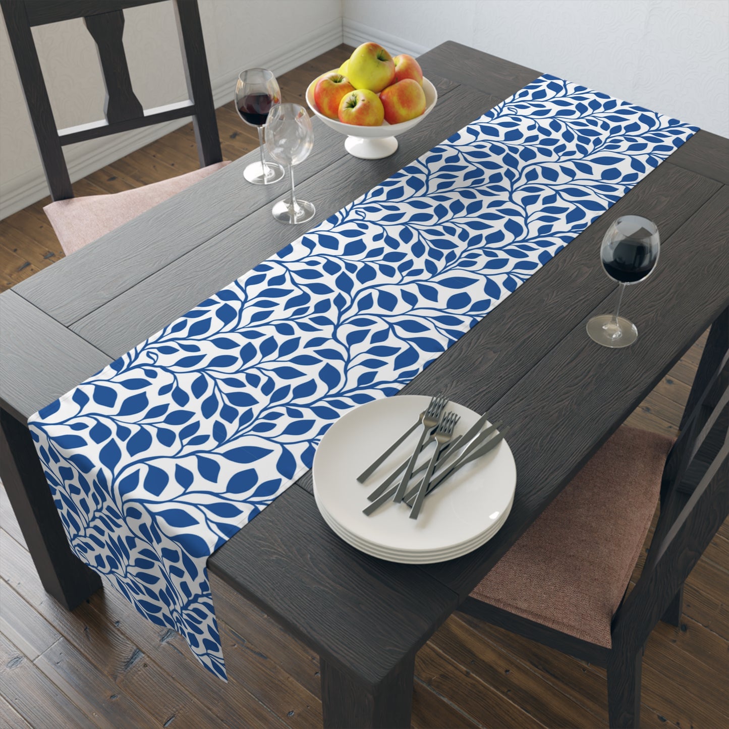 Blue Leafy Table Runner