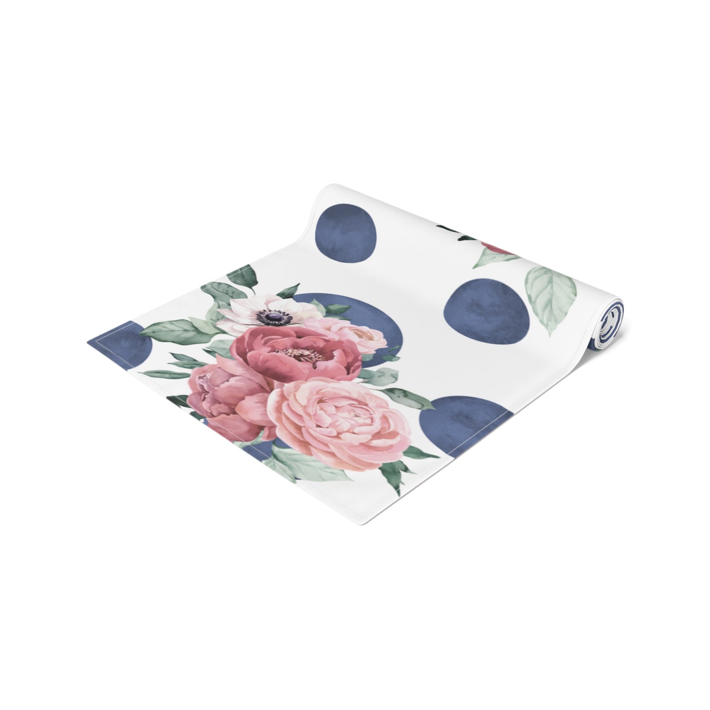 Blue Polka Dot floral Table Runner