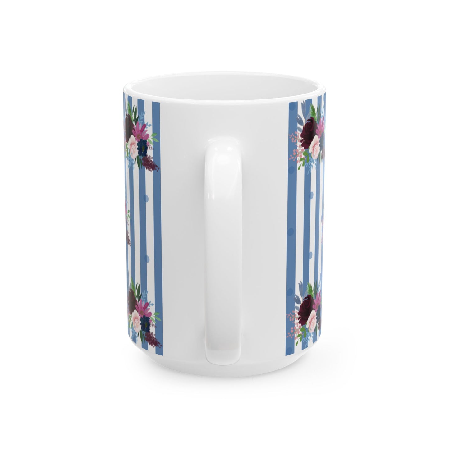 Blue Floral Ceramic Mug, (11oz, 15oz)