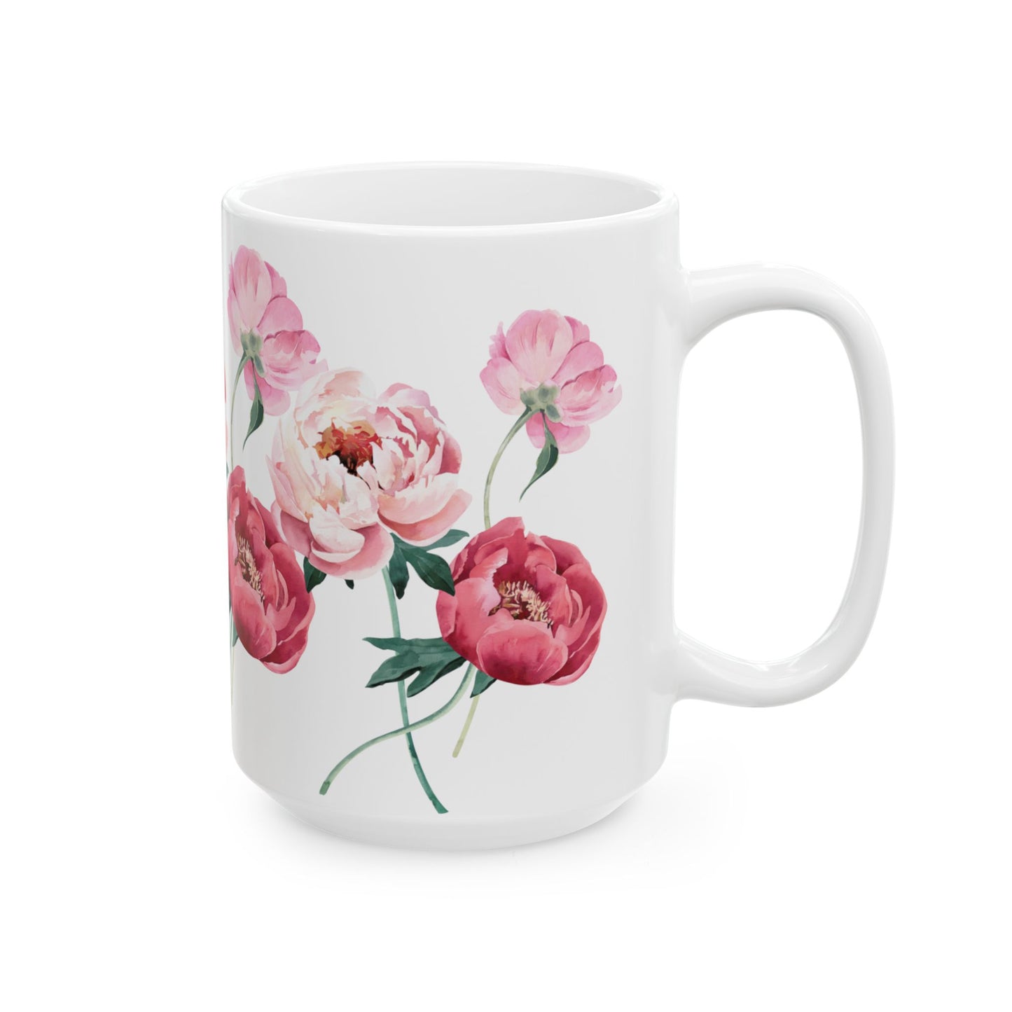 Peony Ceramic Mug, (11oz, 15oz)