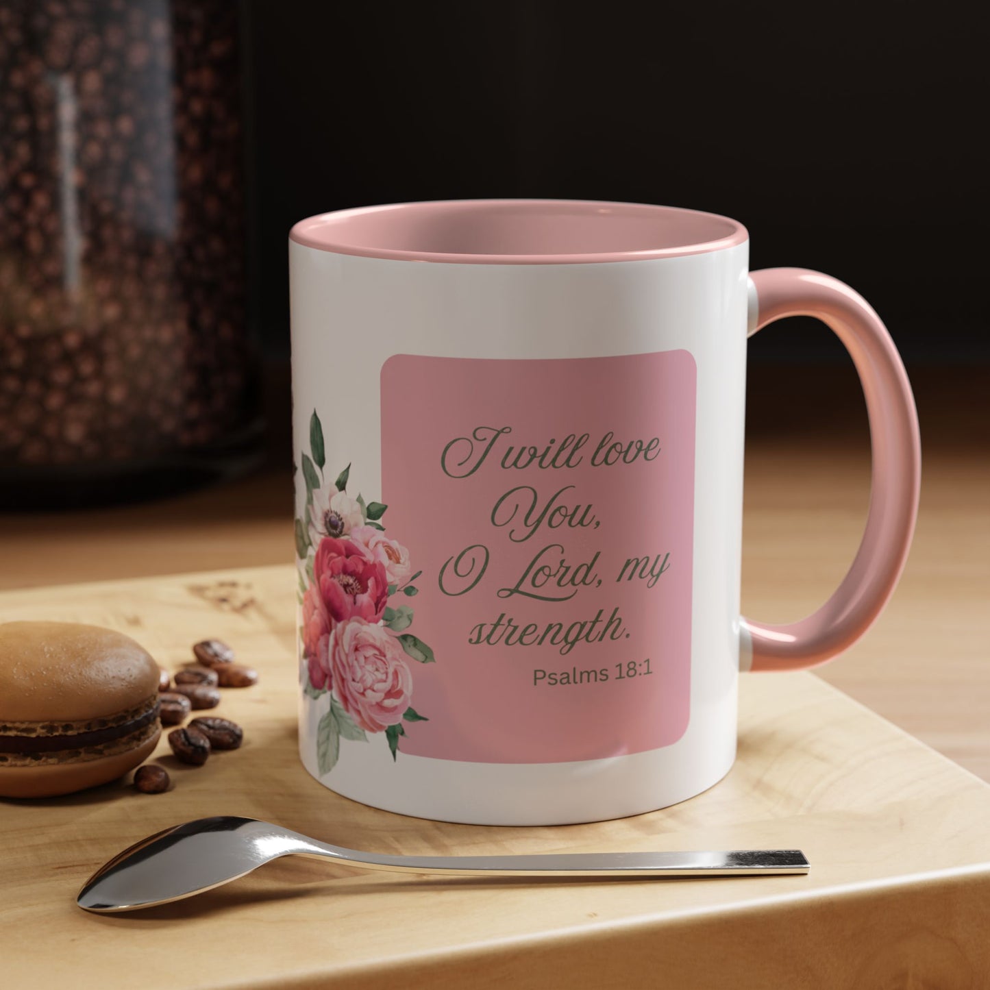 Psalms 18:1 Pink Accent Coffee Mug (11, 15oz)