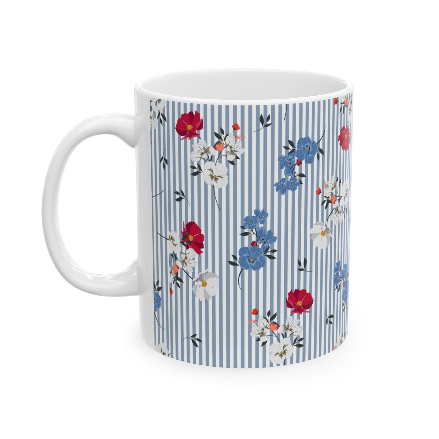 Blue Stripe Ceramic Mug, (11oz, 15oz)