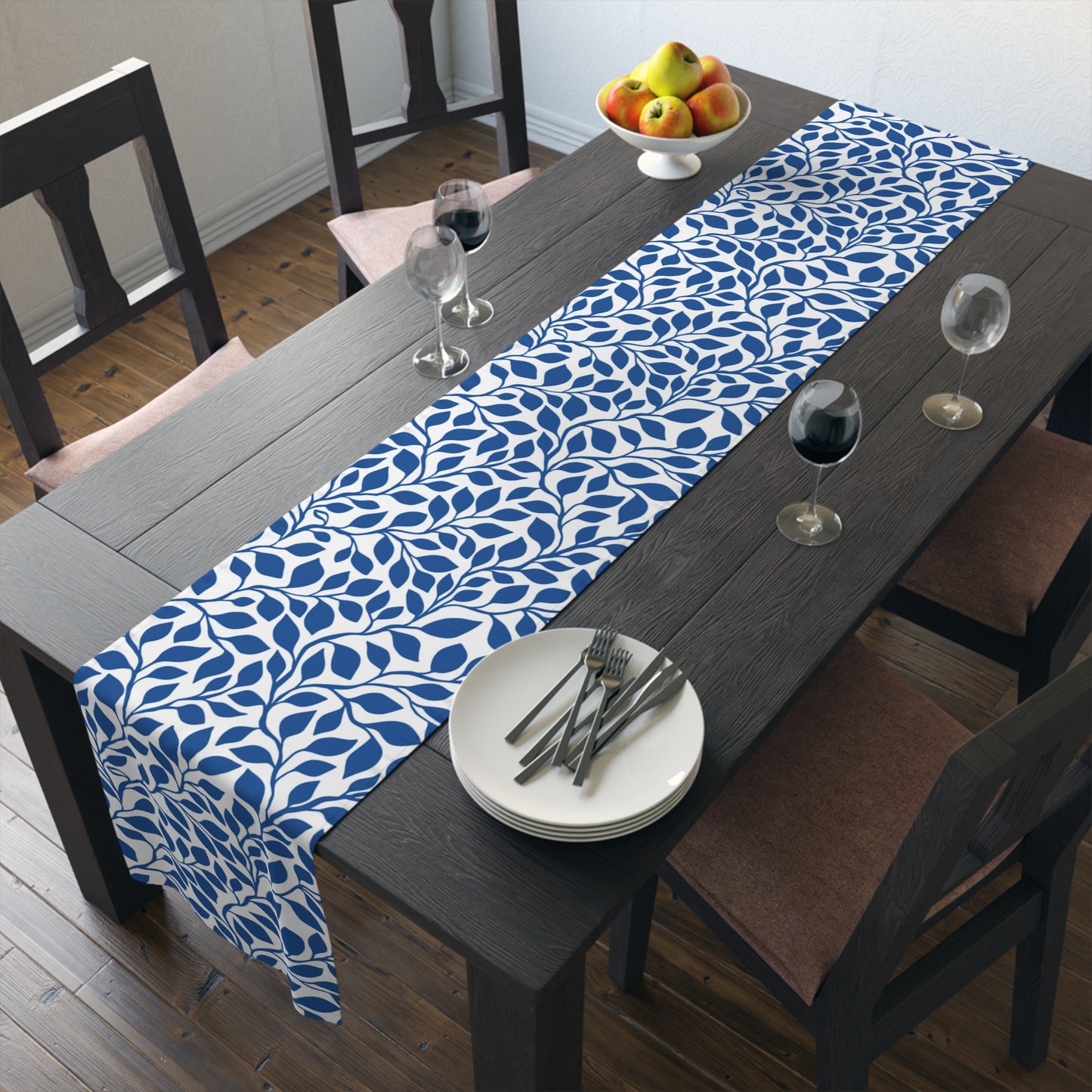 Blue Leafy Table Runner