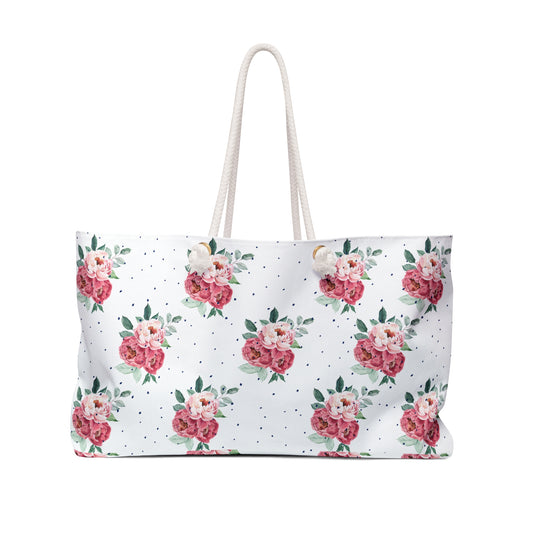 Pink floral with Polka dot Weekender Bag