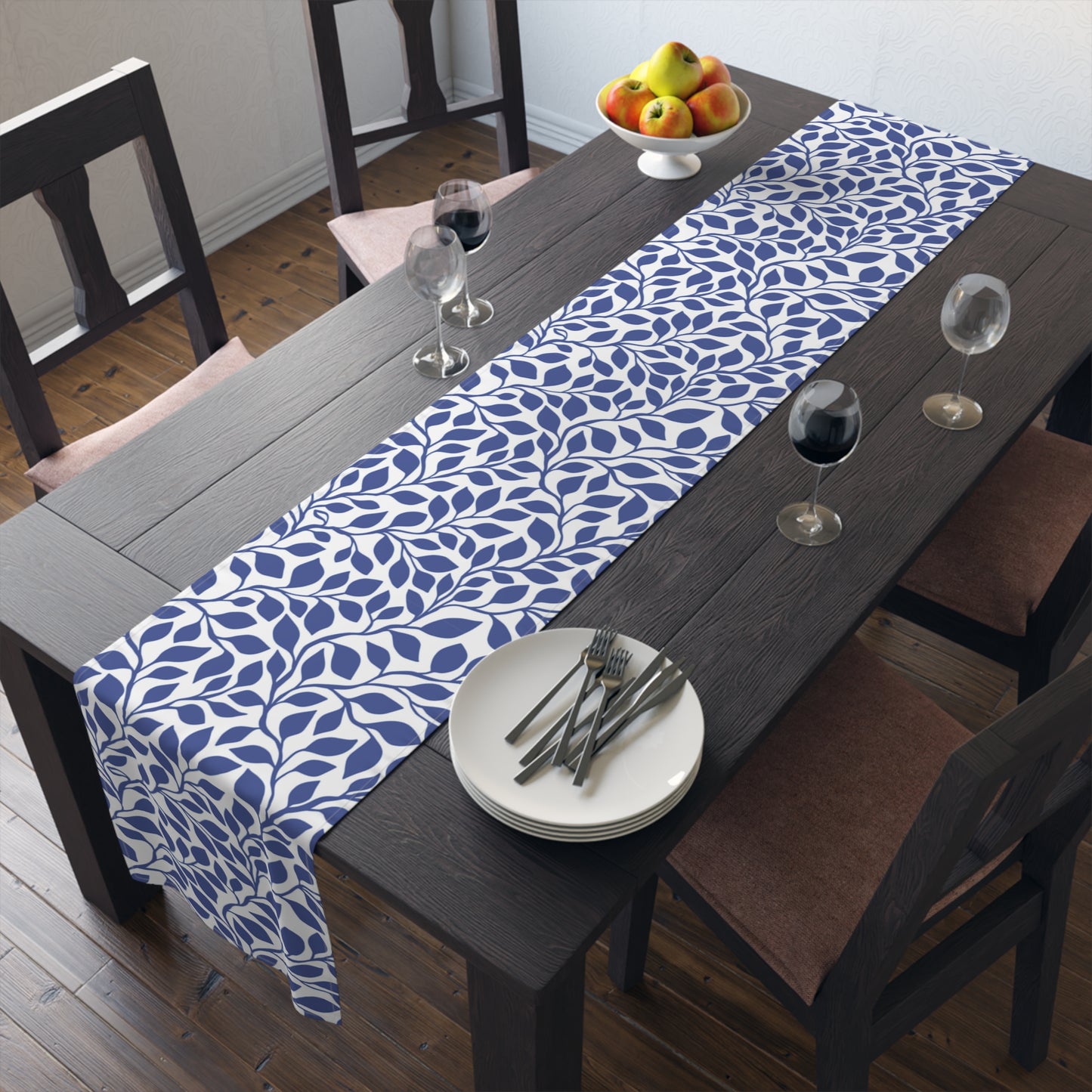 Blue Leafy Table Runner