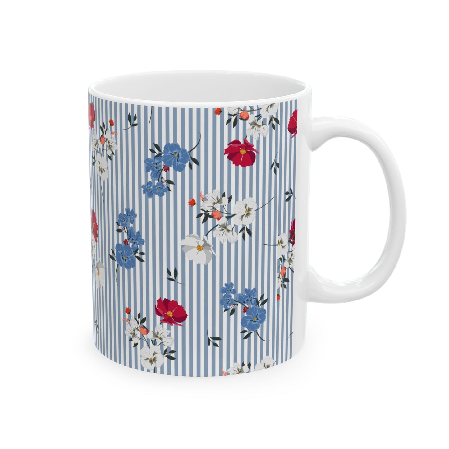 Blue Stripe Ceramic Mug, (11oz, 15oz)