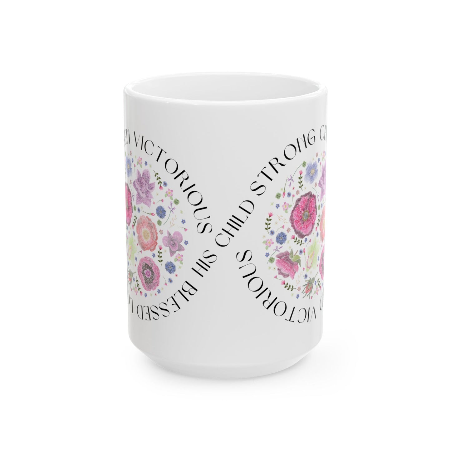 Blessed Chosen Loved Ceramic Mug - Inspirational  Bible Affirmation with Floral Design (11oz, 15oz)