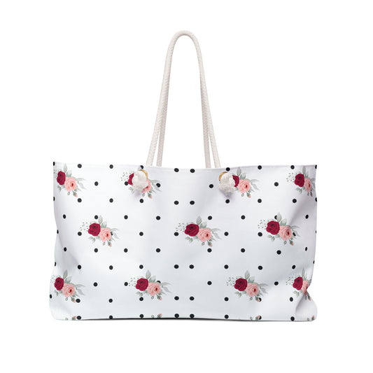 Red Florals with Polka dot Weekender Bag