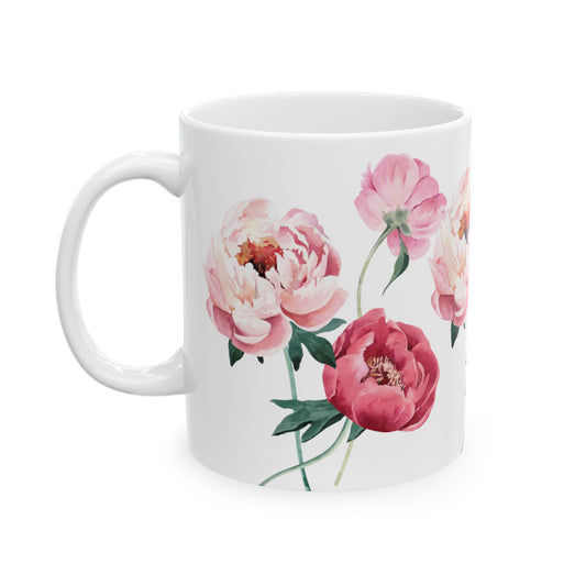 Peony Ceramic Mug, (11oz, 15oz)