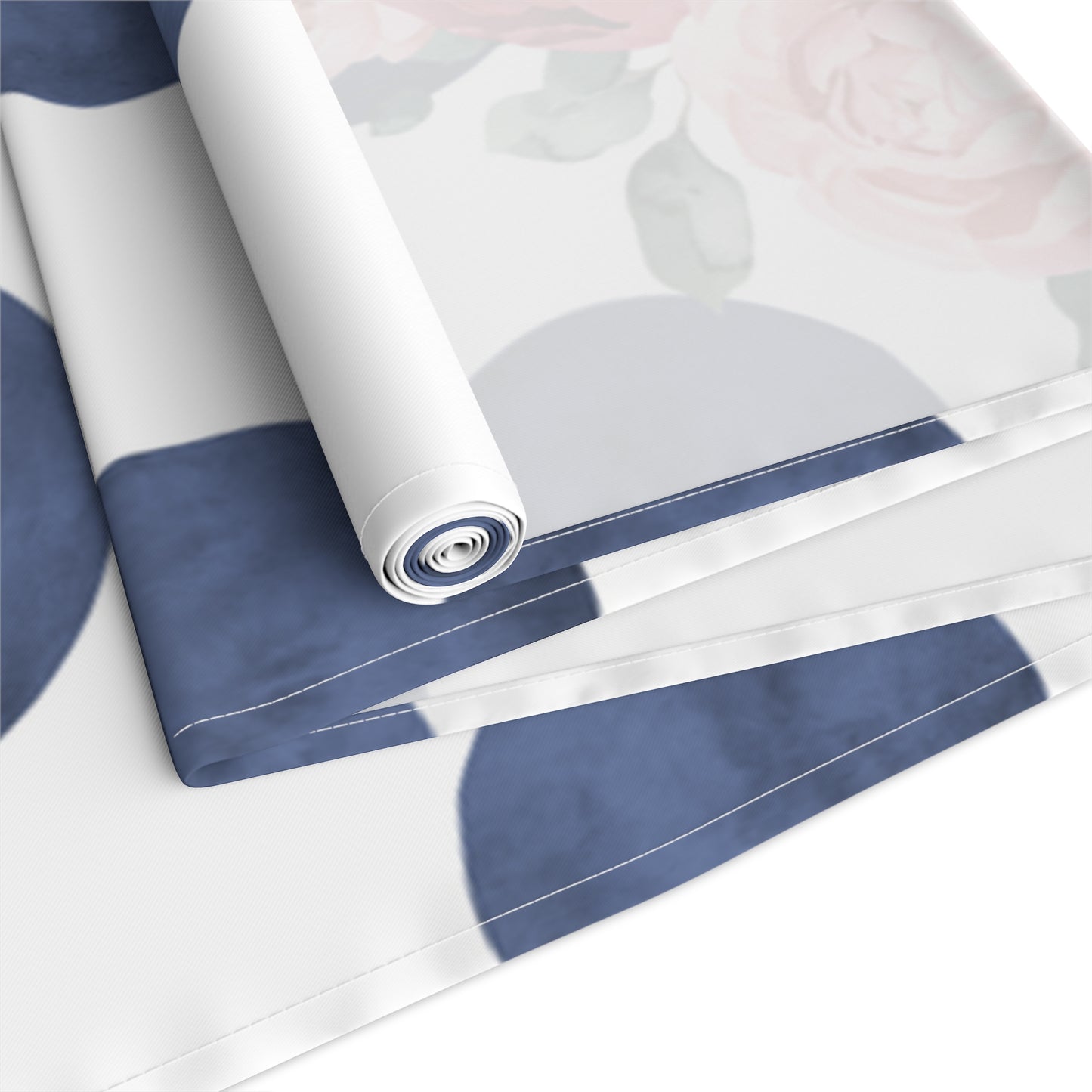 Blue Polka Dot floral Table Runner