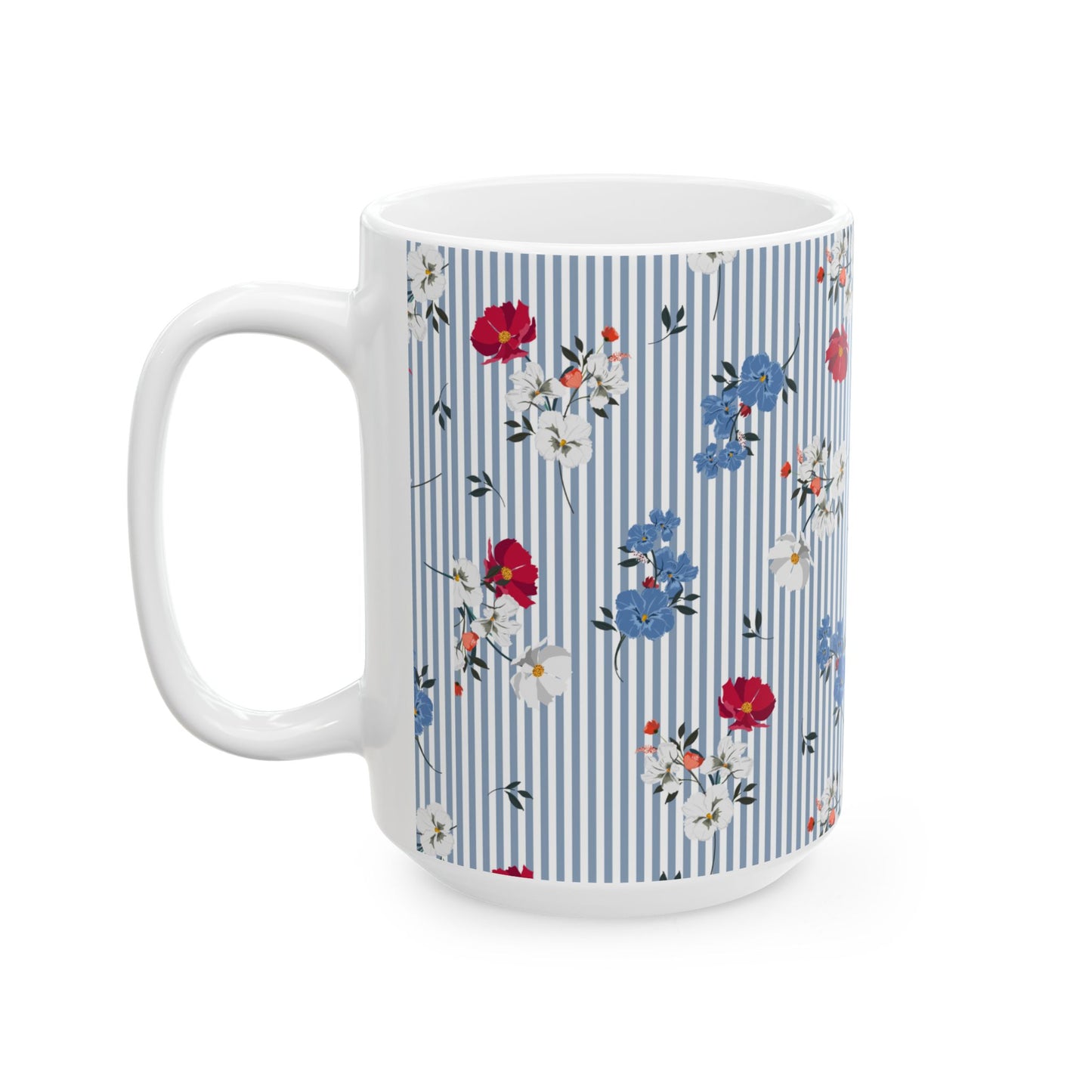 Blue Stripe Ceramic Mug, (11oz, 15oz)