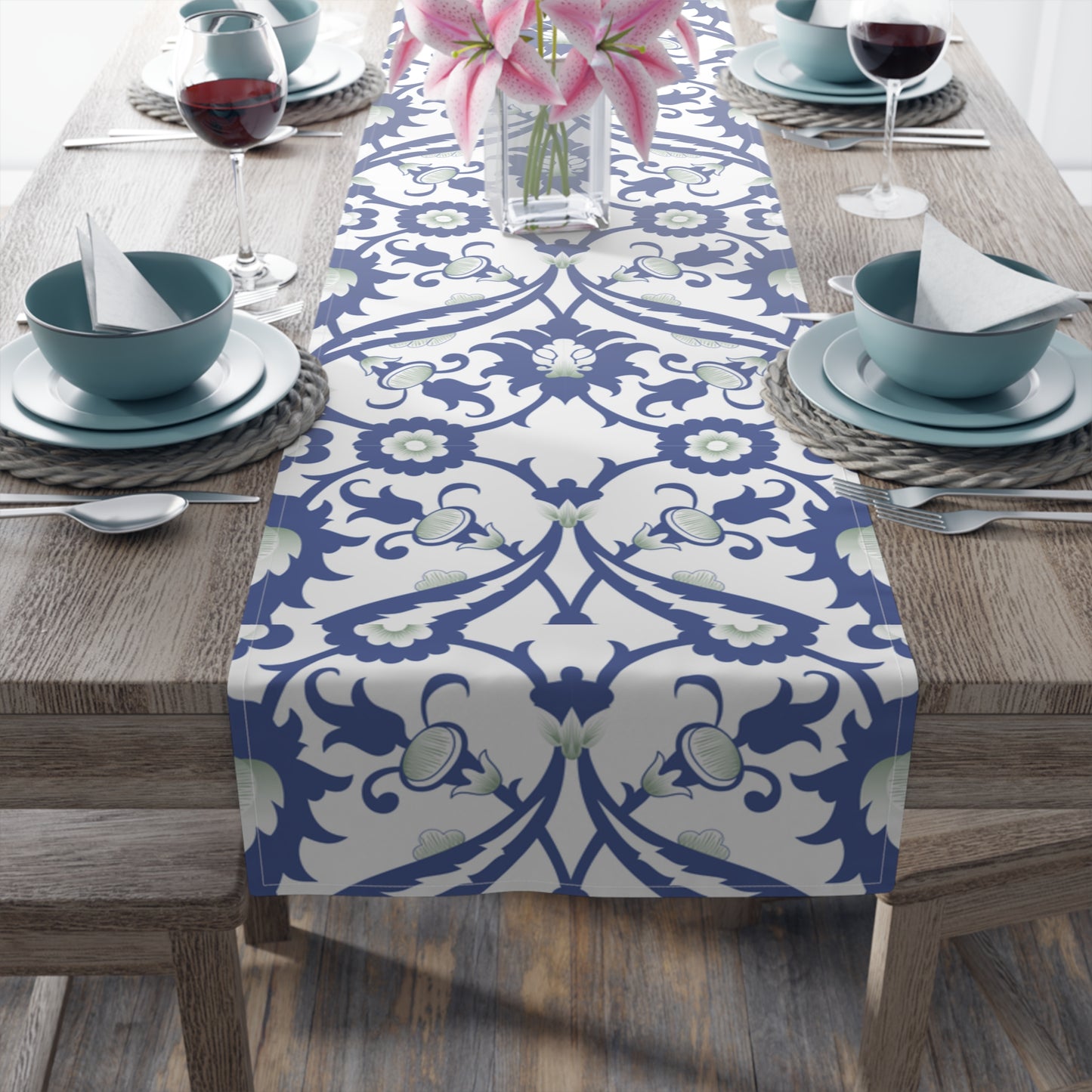 Blue Pattern Table Runner