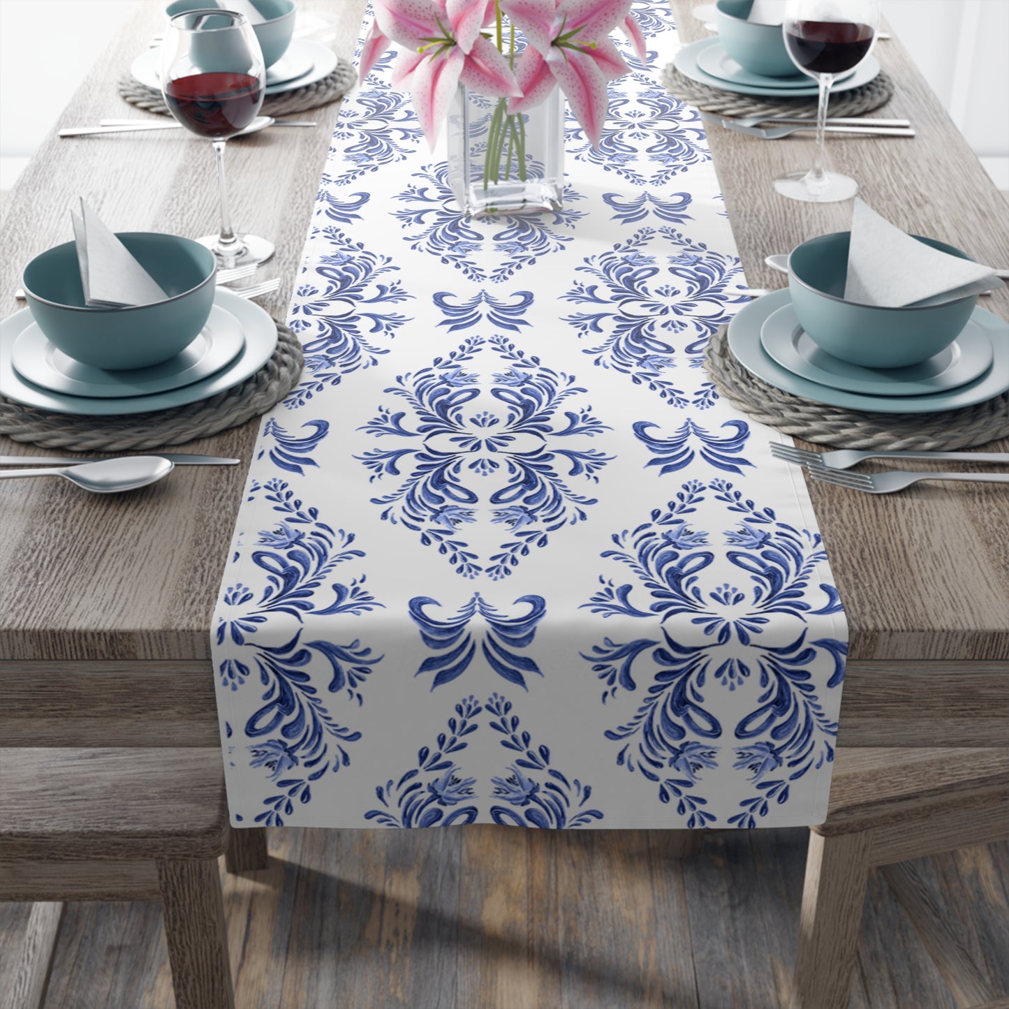 Blue Pattern Table Runner