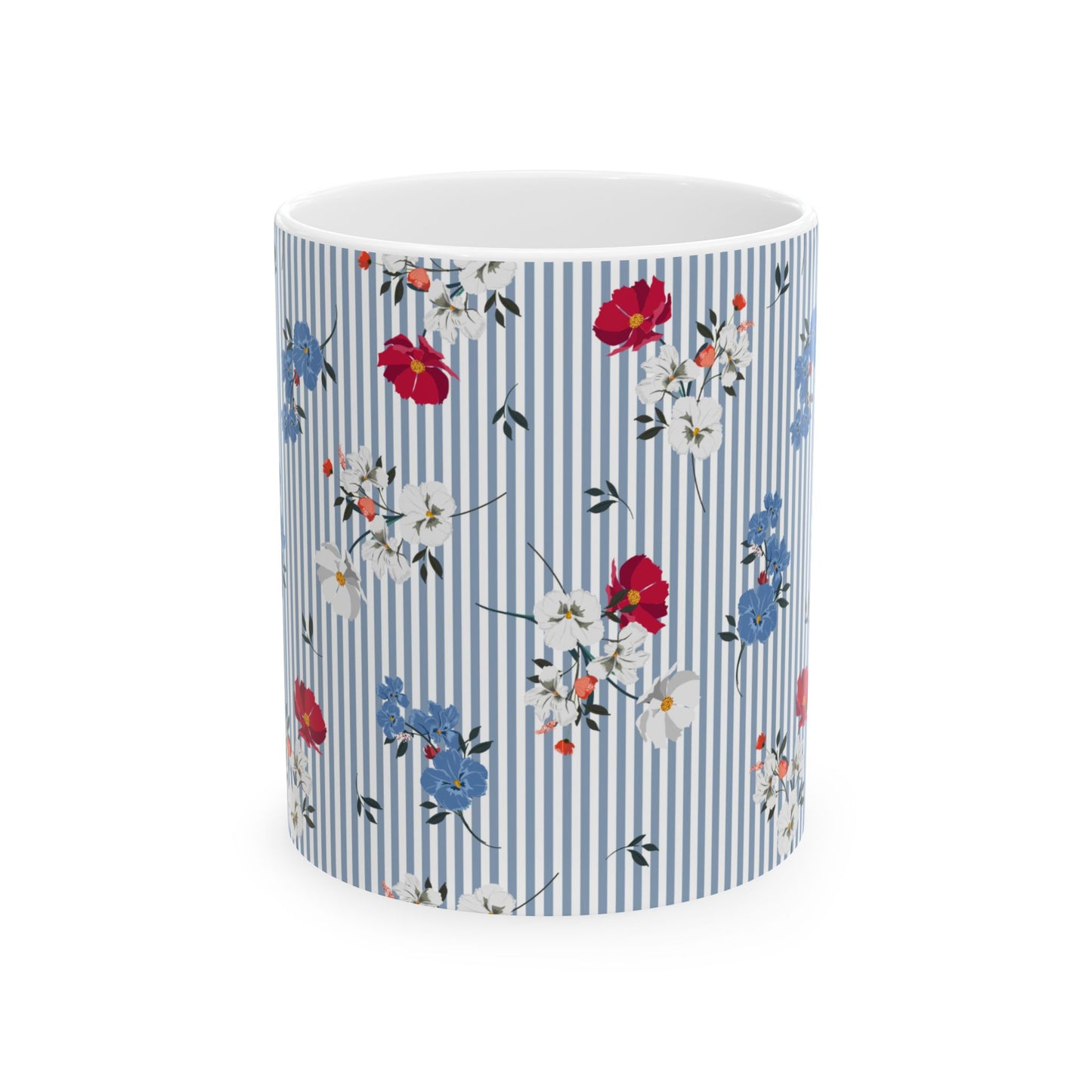 Blue Stripe Ceramic Mug, (11oz, 15oz)