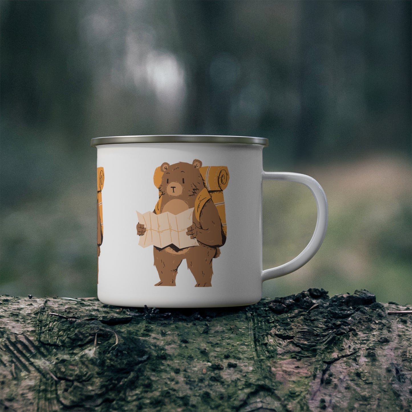 Bear Hiking Enamel Camping Mug