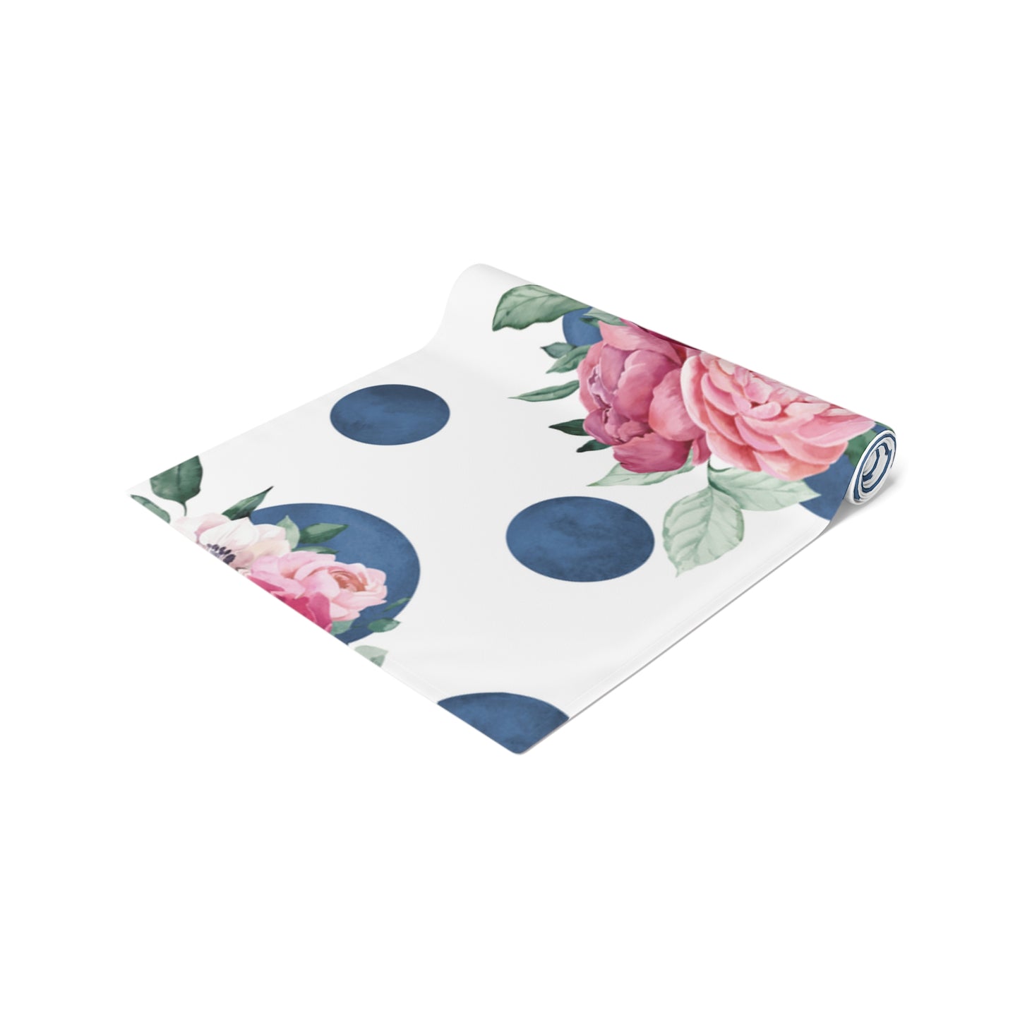 Blue Polka Dot floral Table Runner