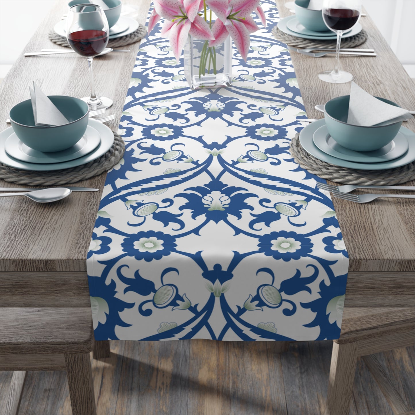 Blue Pattern Table Runner