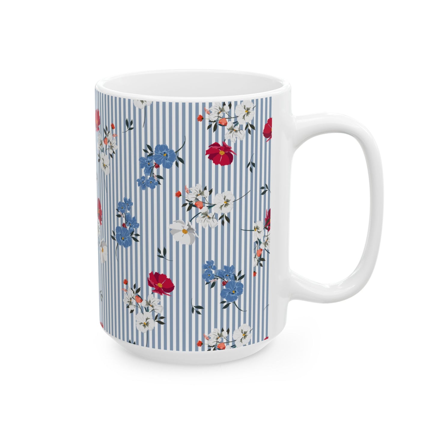 Blue Stripe Ceramic Mug, (11oz, 15oz)