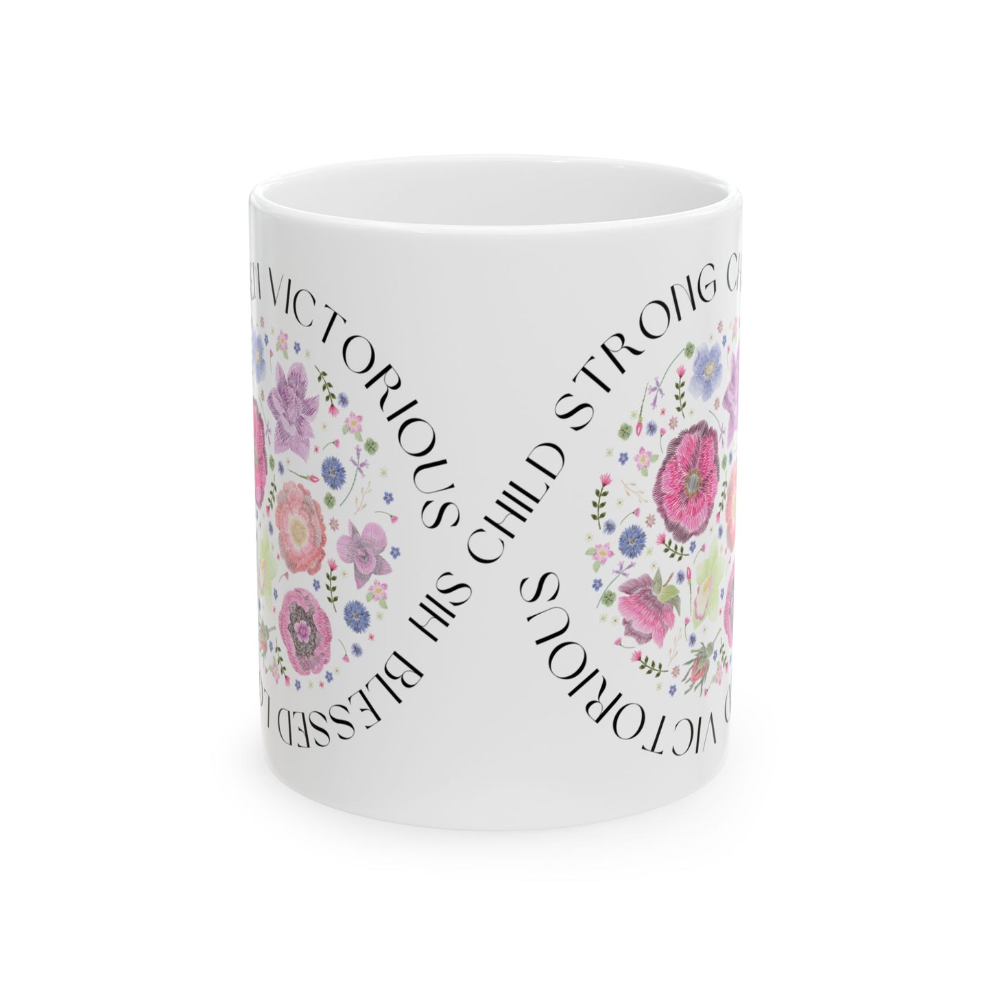 Blessed Chosen Loved Ceramic Mug - Inspirational  Bible Affirmation with Floral Design (11oz, 15oz)