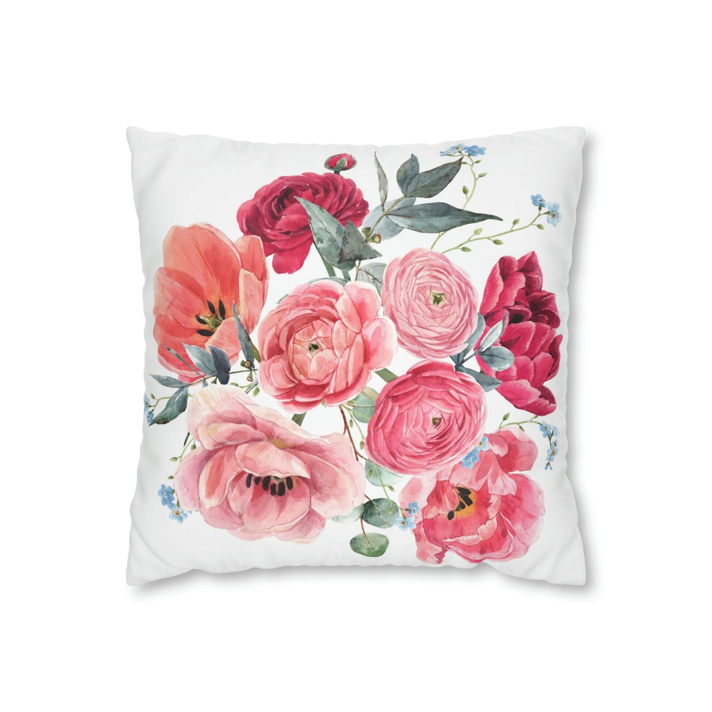 Red floral bouquet -Throw Pillow Covers