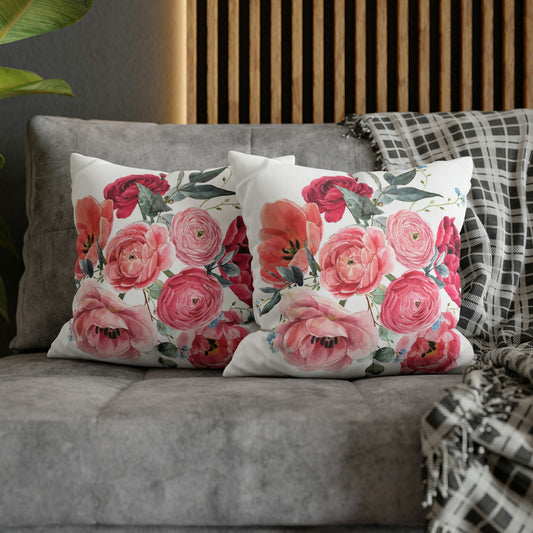 Red floral bouquet -Throw Pillow Covers