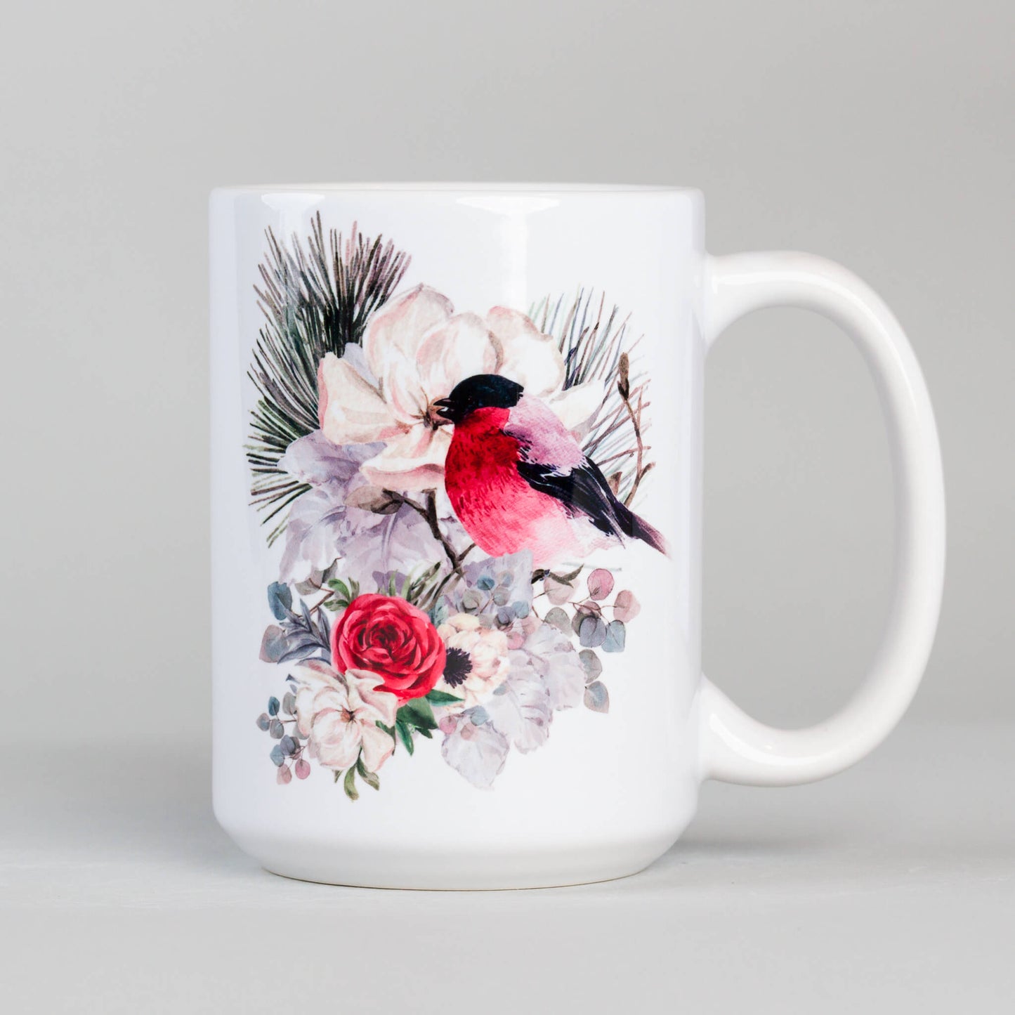 Bird perched on flowers - Ceramic Mug