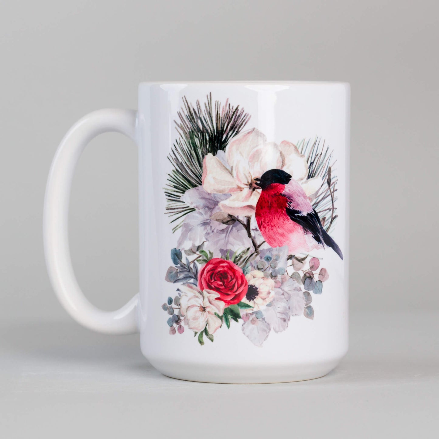 Bird perched on flowers - Ceramic Mug