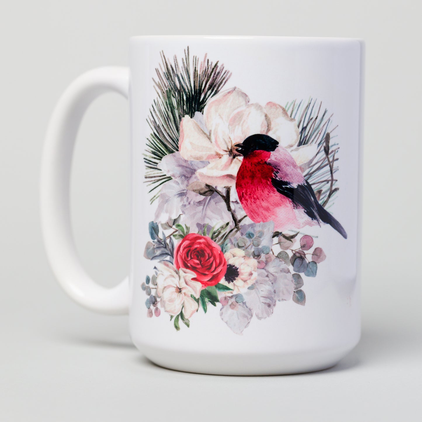 Bird perched on flowers - Ceramic Mug