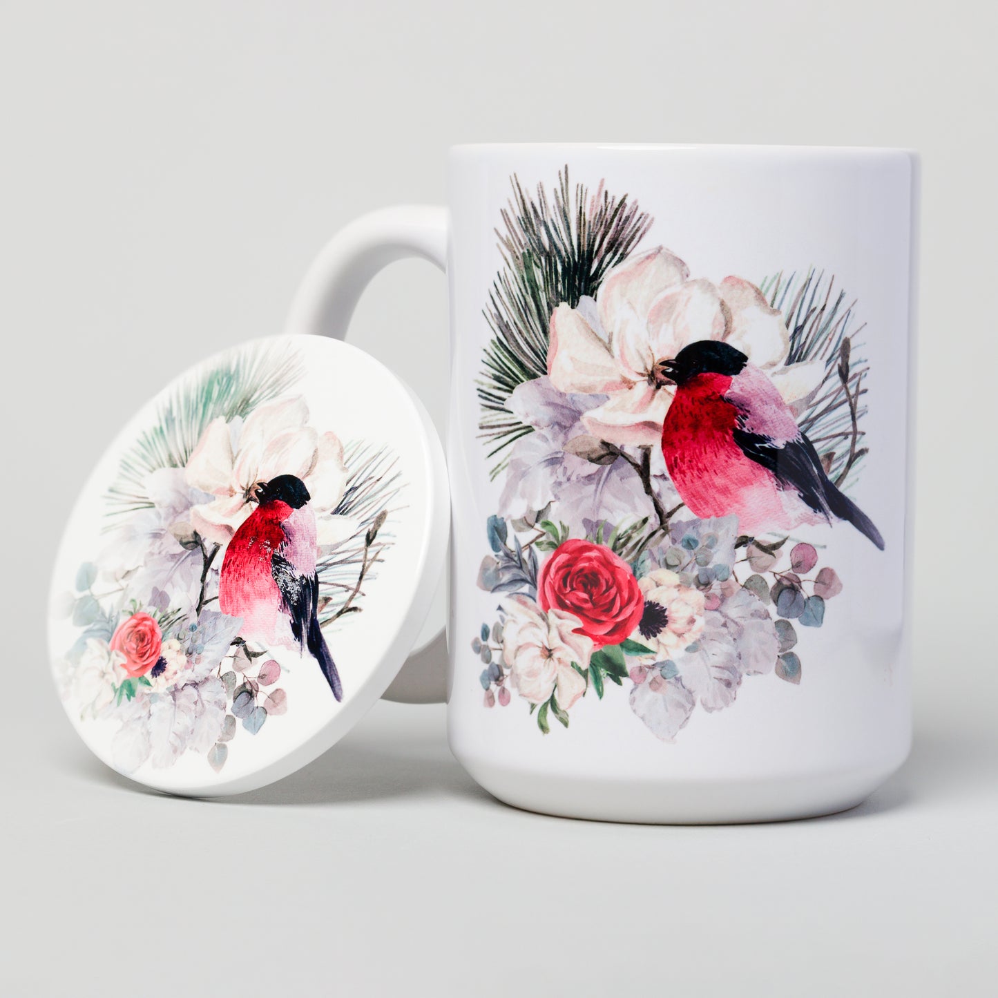 Bird perched on flowers - Ceramic Mug